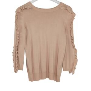 Anthropologie Philosophy Republic Clothing Pink Ruffle Sleeve Sweater XS